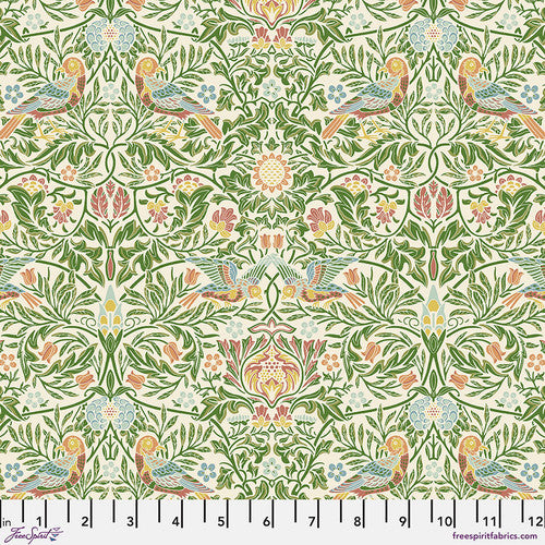 Fabric Bird - Boughs Green from EMERY WALKER Collection, Original Morris & Co for Free Spirit, PWWM097.BOUGHSGREEN