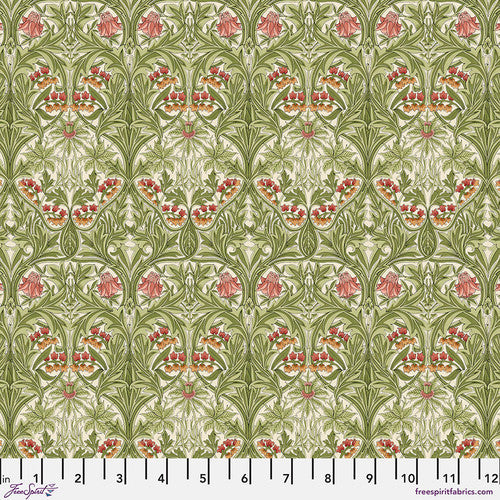 Fabric Bluebell - Leaf Green from EMERY WALKER Collection, Original Morris & Co for Free Spirit, PWWM098.LEAFGREEN
