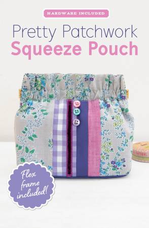 Pattern for Pretty Patchwork Squeeze Pouch Kit # ZW2422 by Zakka Workshop. Flex Frame included!