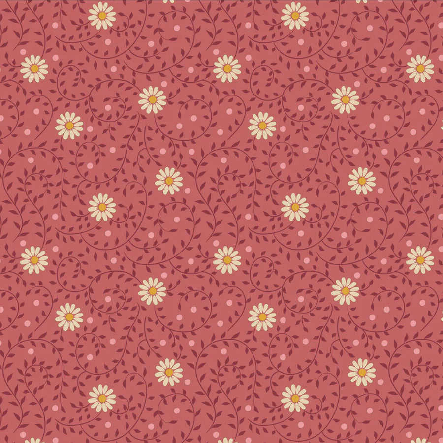 Fabric SANCTUARY DAISYDREAM RHUBARB by TILDA, TIL100563