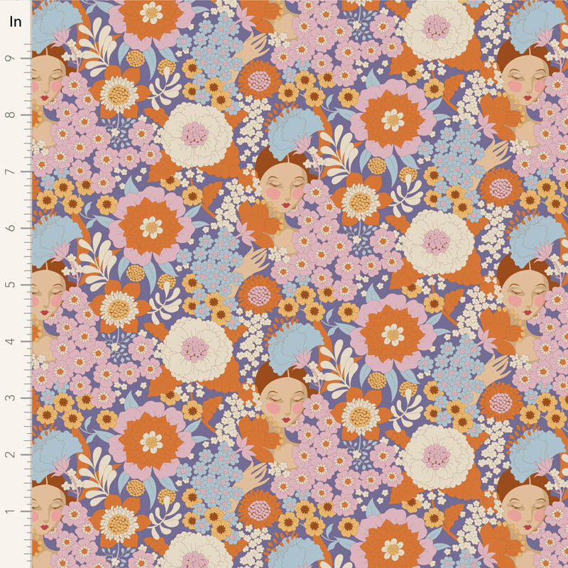 Fabric WALLFLOWER, WALLFLOWER THRISTLE by TILDA, TIL100608