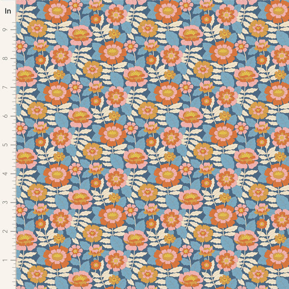 Fabric WALLFLOWER, BEVERLY BLUE by TILDA, TIL100611
