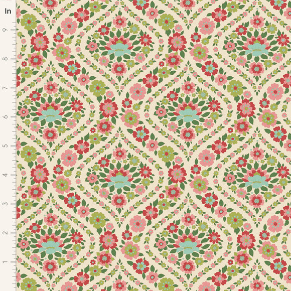 Fabric WALLFLOWER, BIANCA GREEN by TILDA, TIL100617