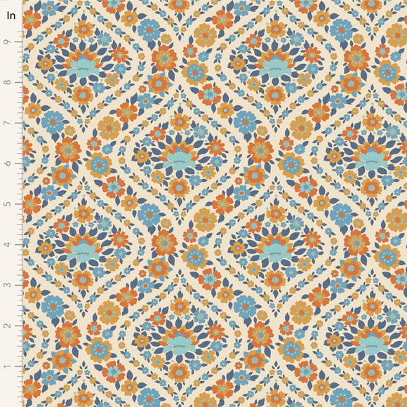 Fabric WALLFLOWER, BIANCA BLUE by TILDA, TIL100619