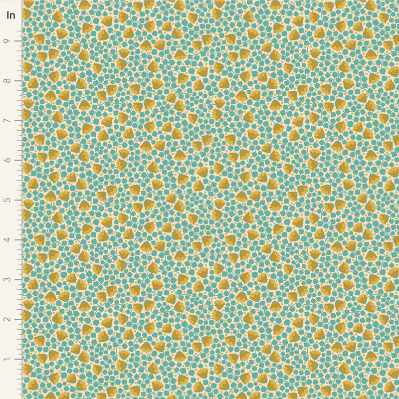 Fabric WALLFLOWER BLENDERS, BELLFLOWER TEAL by TILDA, TIL110126