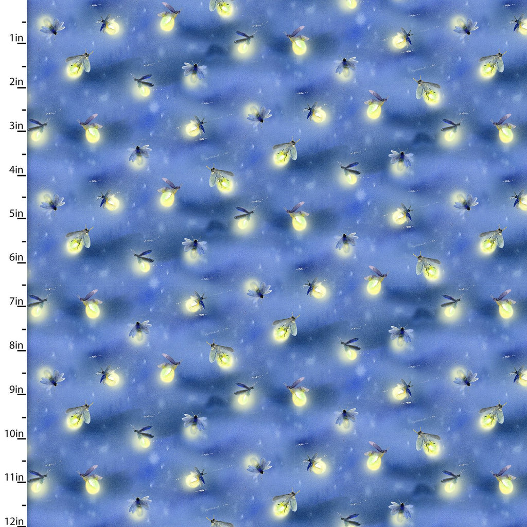 Fabric FIREFLY FLIGHT BLUE from Country Living Collection by John Keeling for 3 Wishes, # 21679-BLU-CTN-D