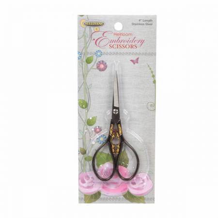 Sullivans' Gunmetal and Gold Teardrop Handle Heirloom Embroidery Scissors # 38213