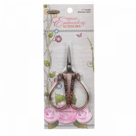 Sullivans' Antique Gold Large Teardrop Handle Heirloom Embroidery Scissors 4in # 38246