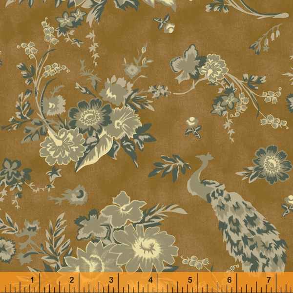 Quilting Fabric DREAMERS GARDERN from Traveler Collection by Jeanne Horton. 52912-1 Caramel