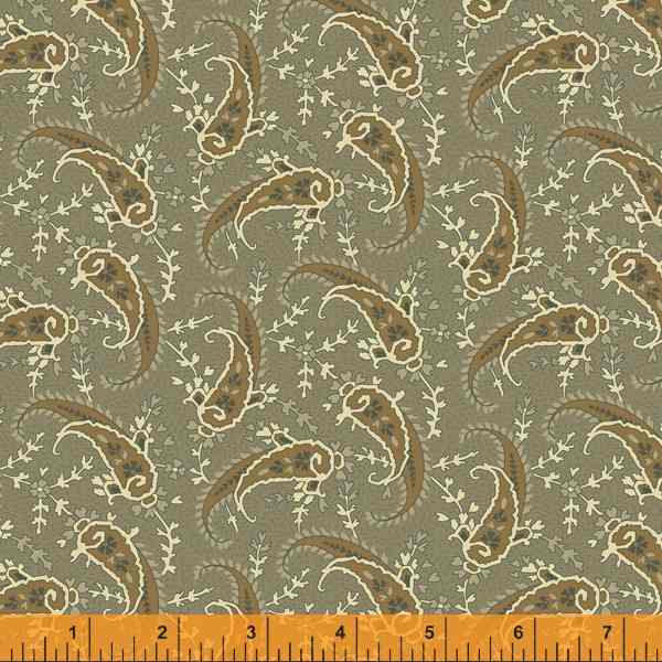 Quilting Fabric PAISLEY from Traveler Collection by Jeanne Horton. 52913-5 Olive