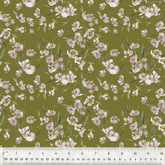 Cotton Fabric, PEONY TULIP FROND, 53787D-12, Perennial Collection by Kelly Ventura for Windham Fabrics