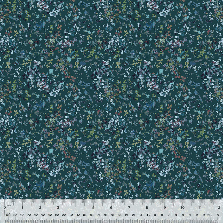 Cotton Fabric, WILDFLOWER, WINTERGREEN, 53808-15, FLORET Collection by Kelly Ventura for Windham Fabrics