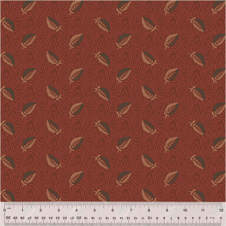 Fabric FLOATING LEAF RUBY from GARDEN TALE Collection by Jeanne Horton 53828-14