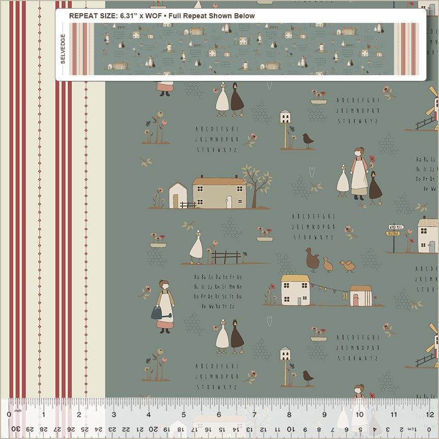 Petite Jeanne Collection, COUNTRY HOME DENIM Quilting Fabric from L'Atelier Perdu for Windham Fabrics, 53941-2