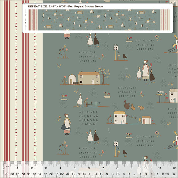 Petite Jeanne Collection, COUNTRY HOME DENIM Quilting Fabric from L'Atelier Perdu for Windham Fabrics, 53941-2