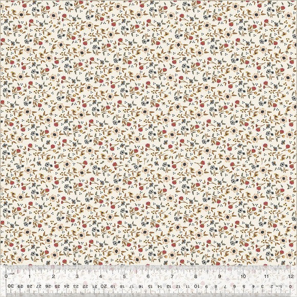 Petite Jeanne Collection, WILD FLOWERS IVORY Quilting Fabric from L'Atelier Perdu for Windham Fabrics, 53943-1