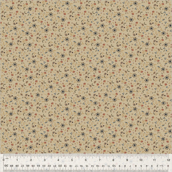 Petite Jeanne Collection, WILD FLOWERS TAUPE Quilting Fabric from L'Atelier Perdu for Windham Fabrics, 53943-3