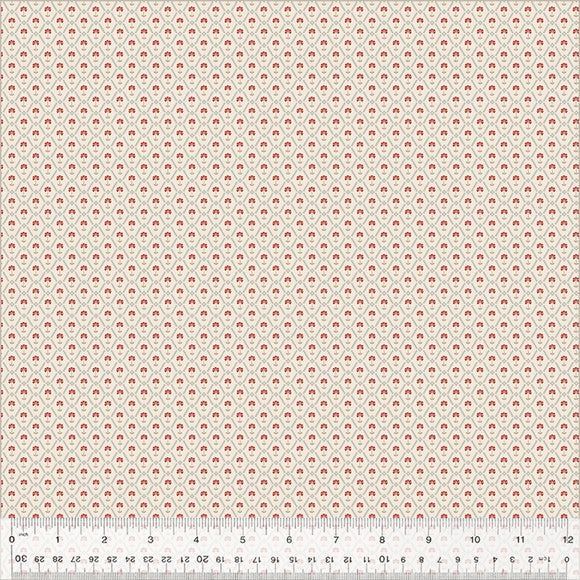 Petite Jeanne Collection, FLORAL TILE IVORY Quilting Fabric from L'Atelier Perdu for Windham Fabrics, 53946-1