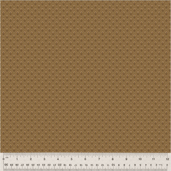 Petite Jeanne Collection, FLORAL TILE BROWN Quilting Fabric from L'Atelier Perdu for Windham Fabrics, 53946-8