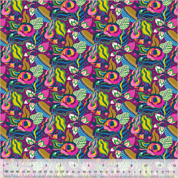 Cotton Fabric CAMELIA GRAPE LAWN from BOTANICA Collection, Windham Fabrics, 54015L-8