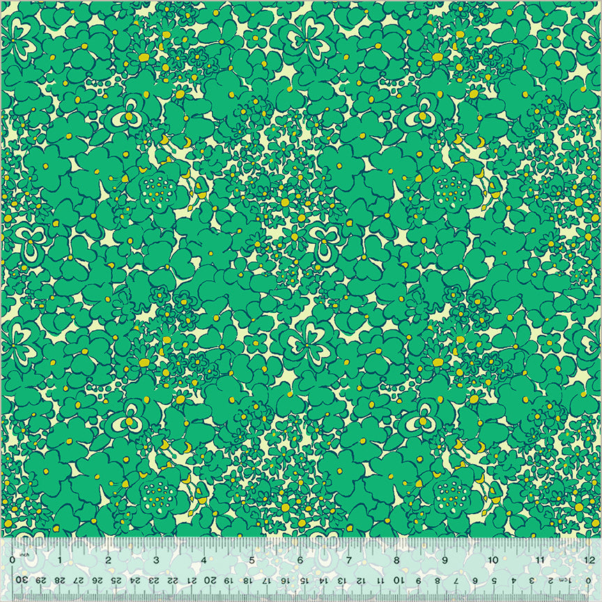 Cotton Fabric PERIWINKLE JADE from BOTANICA Collection, Windham Fabrics, 54016-10