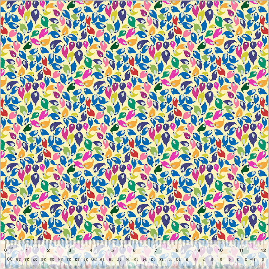 Cotton Fabric SUMMER LEAVES MACADAMIA from BOTANICA Collection, Windham Fabrics, 54017-5