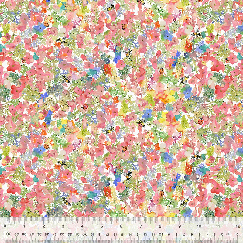 Cotton Fabric Sweet Pollen 54775D-6 Pink, FOREST FRUITS Collection from Betsy Olmsted for Windham