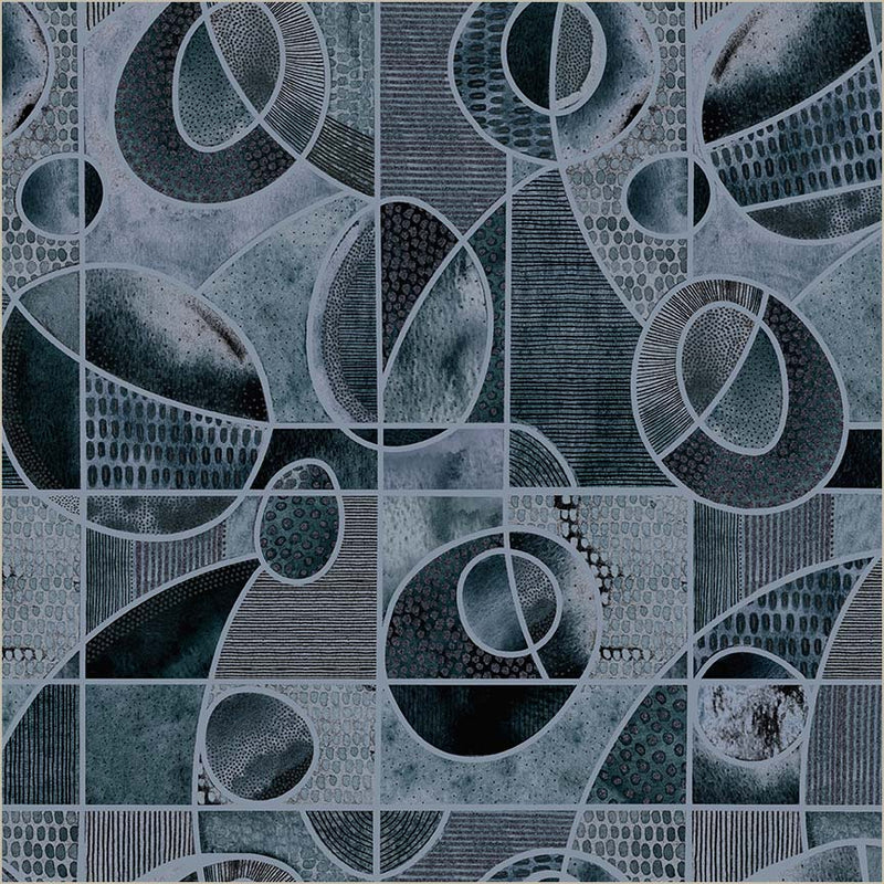 Fabric ORBIT, Indigo Blue, from FLORA and FORM Collection by Essoldo Designs for Windham, 54782D-5