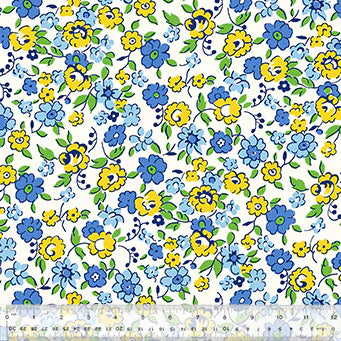 Cotton Fabric FLOWING FLOWERS 54791-3 Blue, MERRY-GO-ROUND Collection from Whistler Studios for Windham