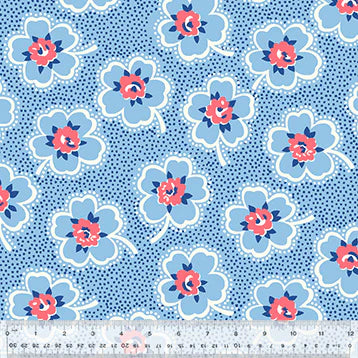 Cotton Fabric DITSY DOTTED FLORAL 54792-3 Blue, MERRY-GO-ROUND Collection from Whistler Studios for Windham