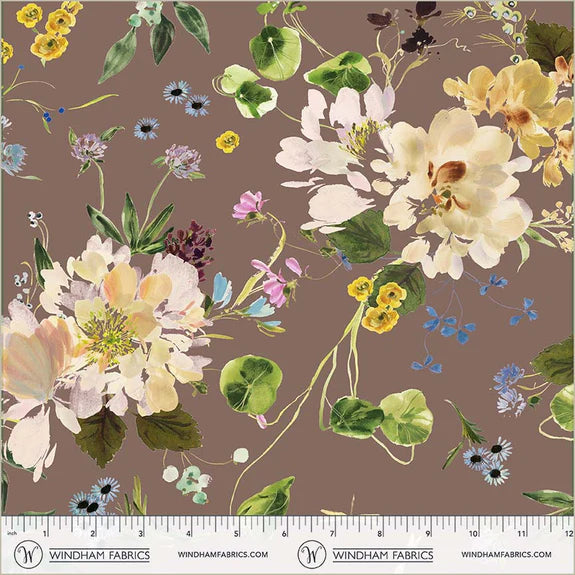 Cotton Fabric PEONY GARDEN 54872D-3 Orchid, Bloomfield Collection by Kelly Ventura for Windham