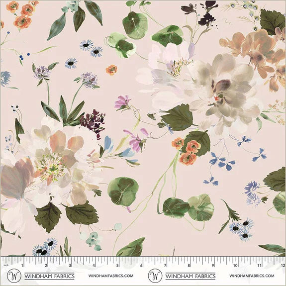 Cotton WIDE BACK Fabric 108" WIDE, PEONY GARDEN 54872DW-1DES Shell, Bloomfield Collection by Kelly Ventura