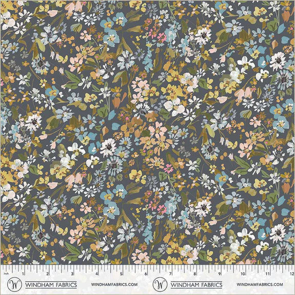 Cotton Fabric PERENNIALS 54875D-6 River, Bloomfield Collection by Kelly Ventura for Windham