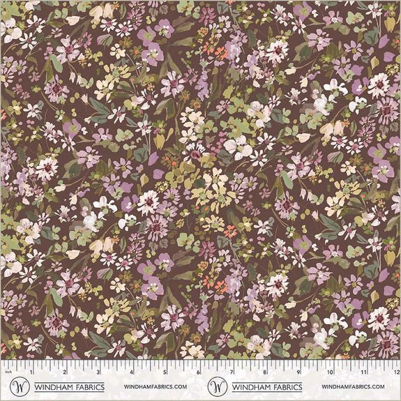Cotton Fabric PERENNIALS 54875D-9 Plum, Bloomfield Collection by Kelly Ventura for Windham