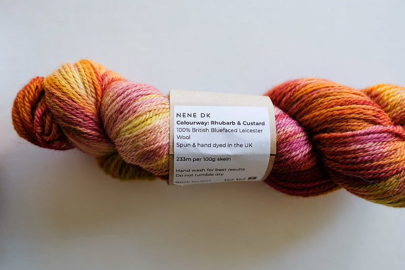 RIVERKNITS Yarn NENE DK, RHUBARB AND CUSTARD, Bluefaced Leicester Wool