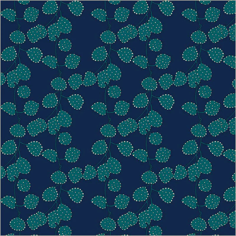 Cotton Fabric HONESTY 54979D-1 Indigo from SUNSHINE Collection by Sally Kelly for Windham