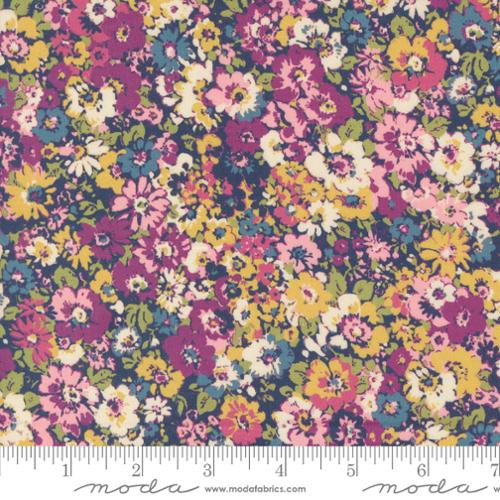 Cotton Fabric CHELSEA GARDEN LAWNS Navy Multi 33744 11LW by Moda Fabrics