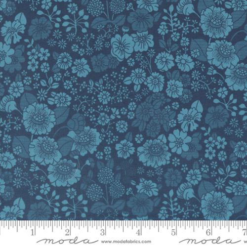 Cotton Fabric CHELSEA GARDEN LAWNS Navy 33745 12LW by Moda Fabrics