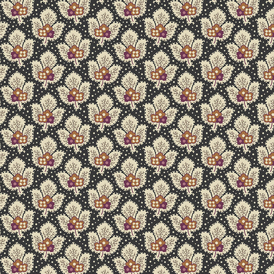 Fabric CAMARILLO Color BLACK TEAM from English Garden Collection by Edyta Sitar for Andover, A-795-K