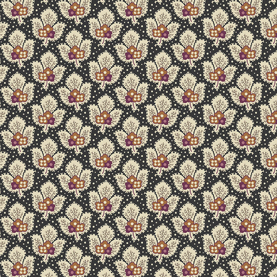 Fabric CAMARILLO Color BLACK TEAM from English Garden Collection by Edyta Sitar for Andover, A-795-K