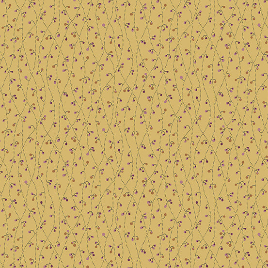 Fabric BLUE VETCH Color CUSTARD from English Garden Collection by Edyta Sitar for Andover, A-796-Y