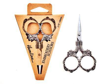Floral Design Embroidery Scissors, Gun Black Metal 3.75in # B4727, from Hemline