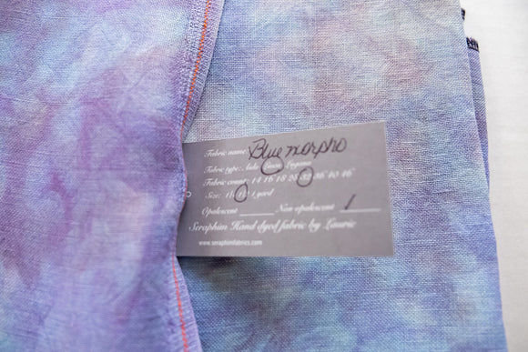 Seraphim Hand-Dyed Embroidery Linen BLUE MORPHO for Cross Stitch and Embroidery Belfast 32 count, 18