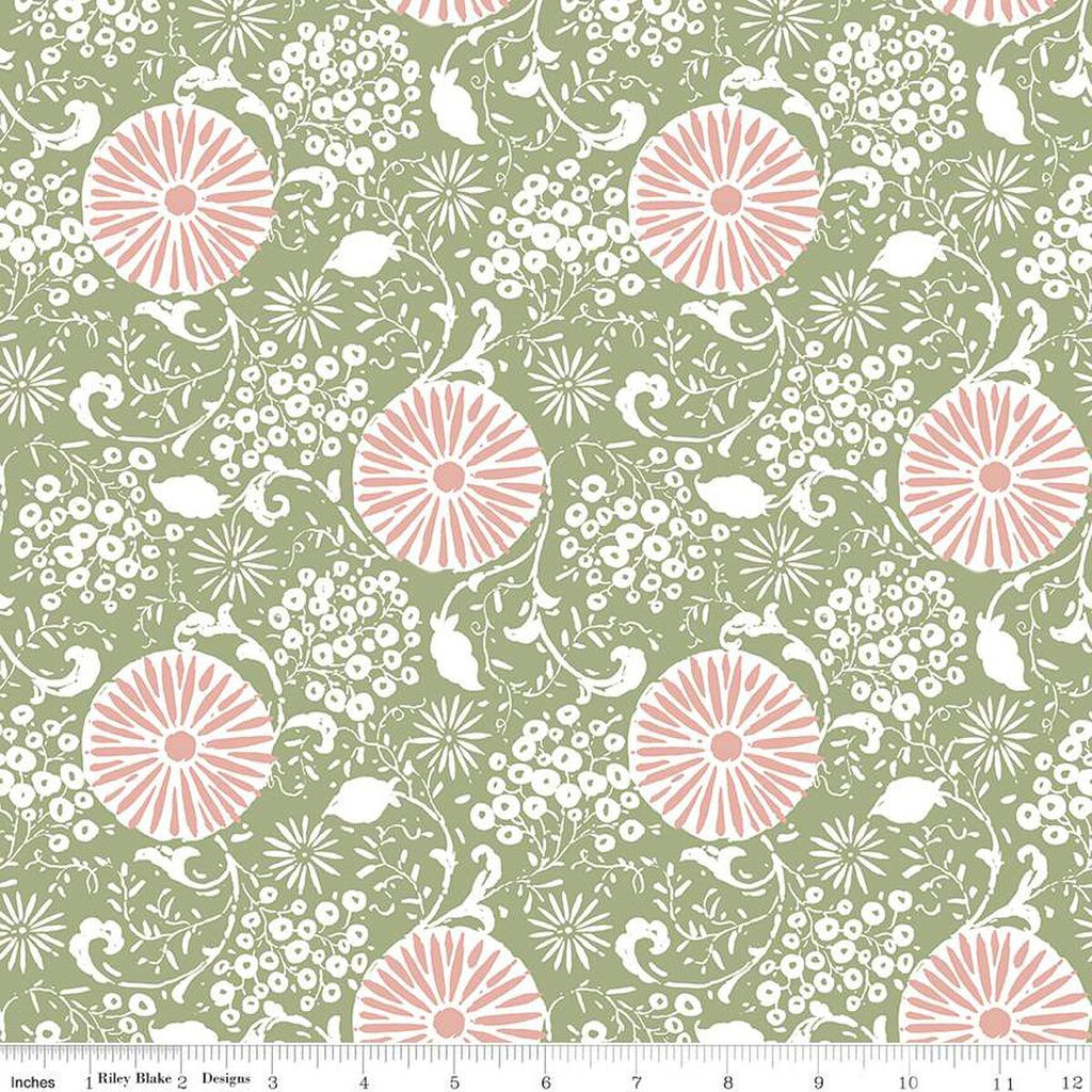Fabric BOTANICAL GREEN from LOVE ME MORE Collection from Riley Blake Designs, C15631-GREEN