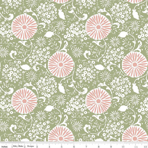 Fabric BOTANICAL GREEN from LOVE ME MORE Collection from Riley Blake Designs, C15631-GREEN