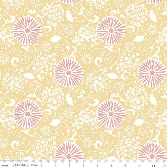 Fabric BOTANICAL YELLOW from LOVE ME MORE Collection from Riley Blake Designs, C15631-YELLOW