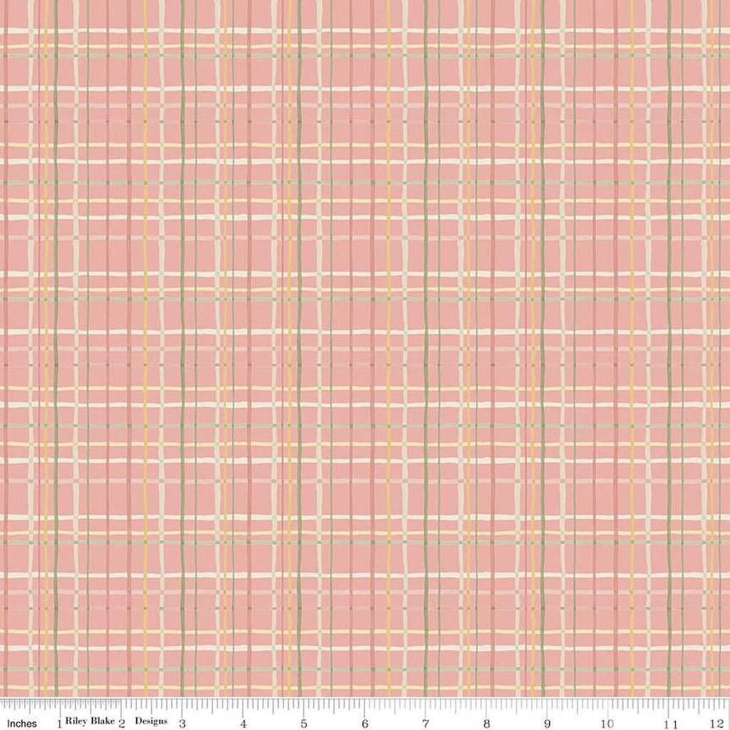 Fabric PLAID CORAL from LOVE ME MORE Collection from Riley Blake Designs, C15634-CORAL