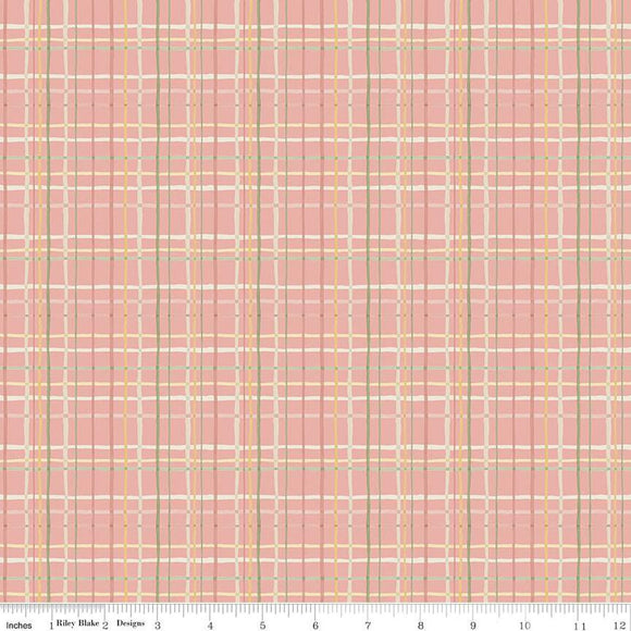 Fabric PLAID CORAL from LOVE ME MORE Collection from Riley Blake Designs, C15634-CORAL