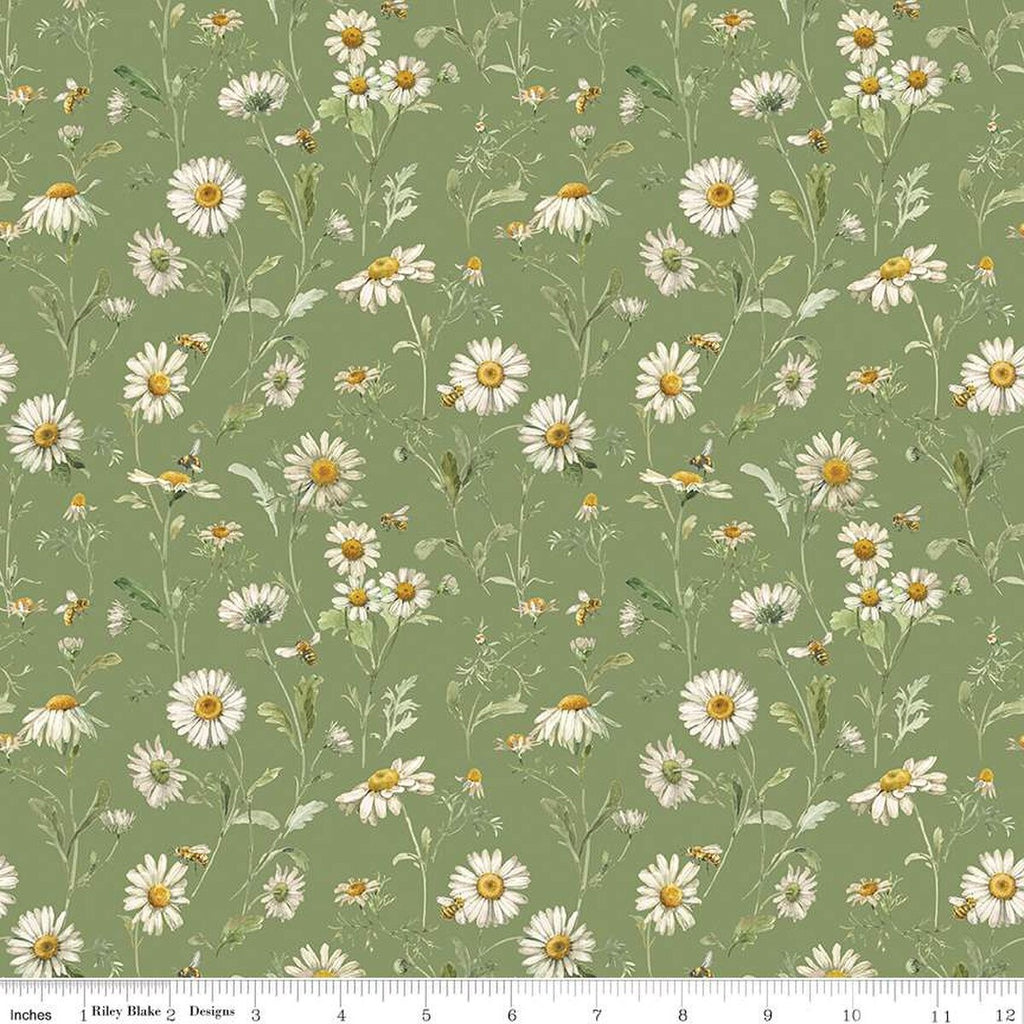 Fabric DAISIES GREEN from LOVE ME MORE Collection from Riley Blake Designs, CD15633-GREEN