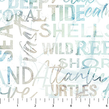 Fabric WORDS CREAM BLUE from SEA BREEZE Collection by Deborah Edwards and Melanie Samra, DP27099-11
